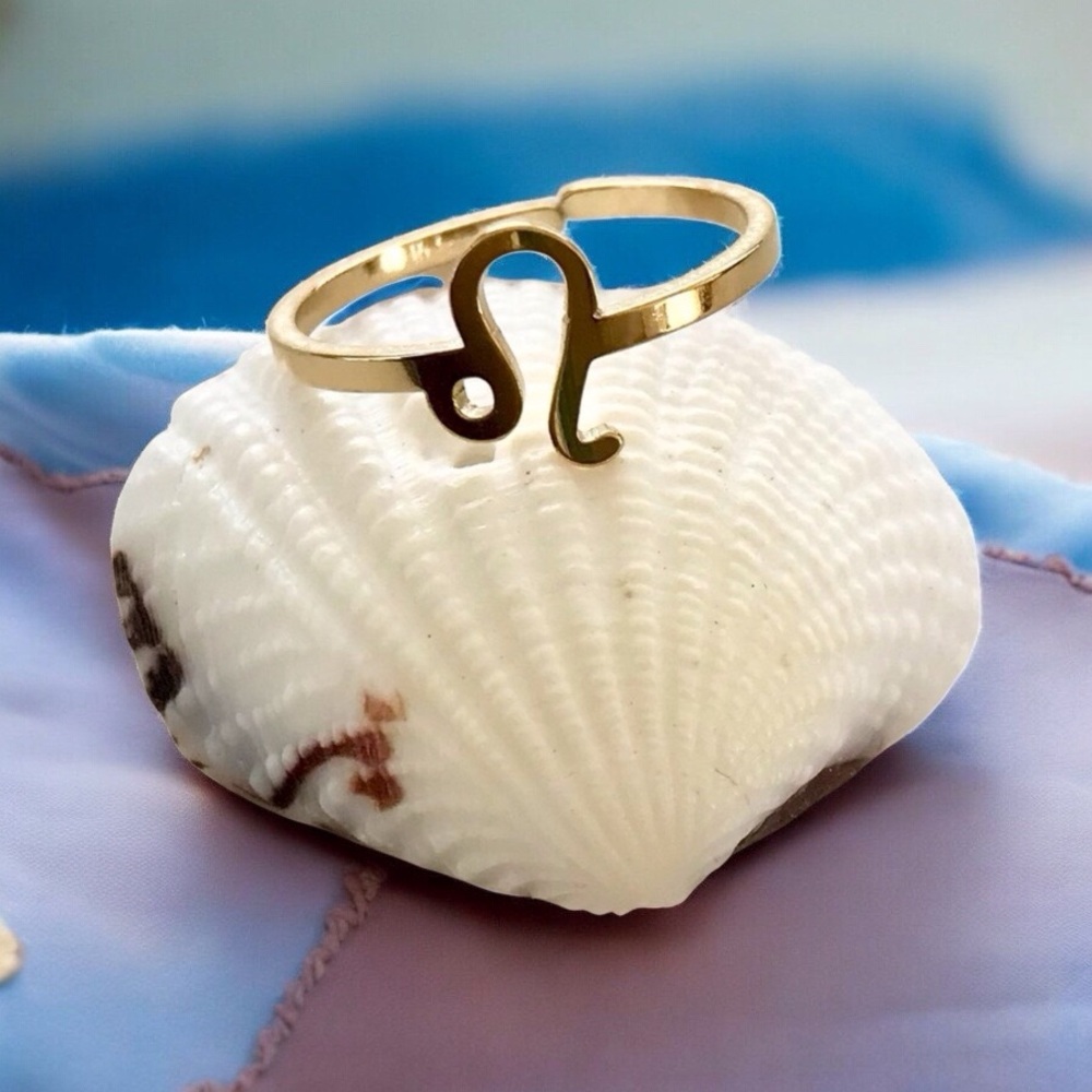 🆕 Leo Gold Plated Zodiac Ring Gold Plating over Stainless Steel